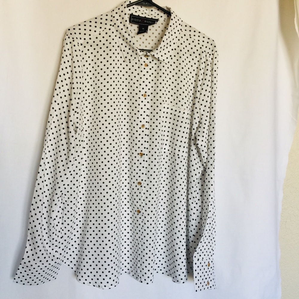 Classic White n Black Polka Dots Button Down Shirt